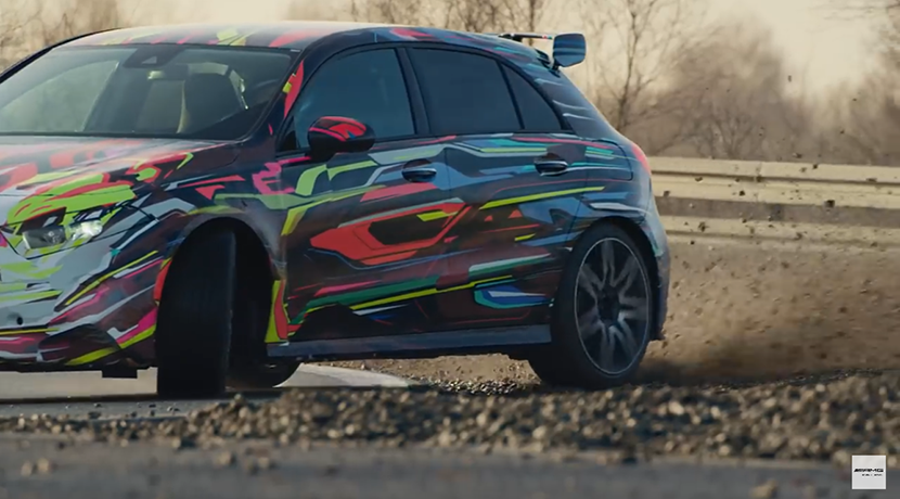 Video teaser of the Mercedes-AMG A45 drift